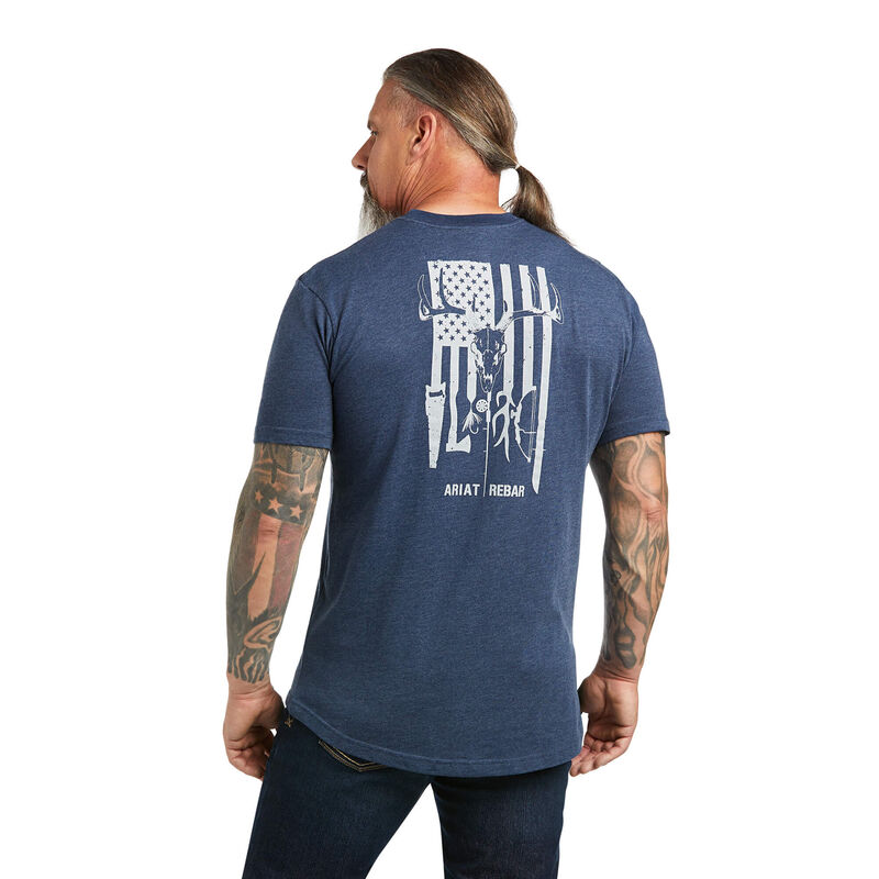 Ariat T-Shirts Herren - Rebar Cotton Strong American Outdoors Blau ( NZWLS-8529 )
